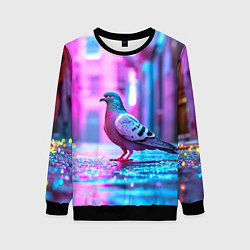 Свитшот женский Голубь в ярком городе, цвет: 3D-черный
