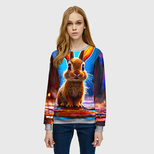 Женский свитшот Ушастый зайка / 3D-Меланж – фото 3