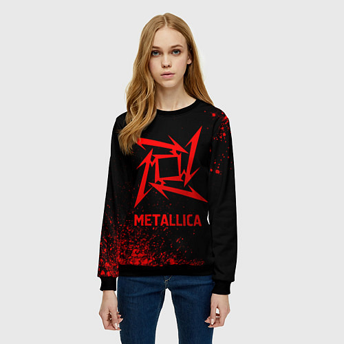 Женский свитшот Metallica - red gradient / 3D-Черный – фото 3