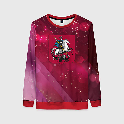 Женский свитшот Герб Москвы на розовом фоне / 3D-Красный – фото 1