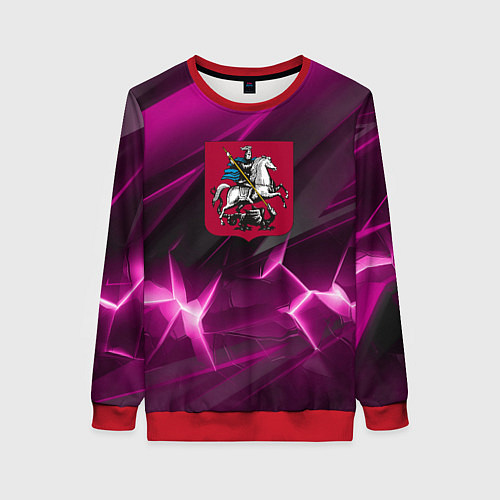 Женский свитшот Георгий Победоносец розовый фон / 3D-Красный – фото 1