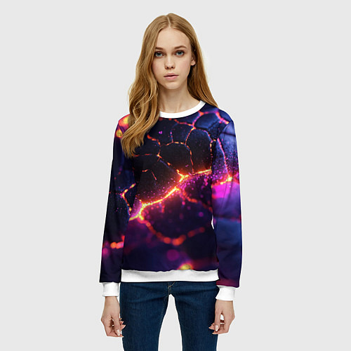 Женский свитшот Текстура вулкана / 3D-Белый – фото 3
