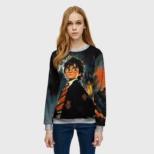 Женский свитшот Гарри Поттер глубокая ночь / 3D-Меланж – фото 3