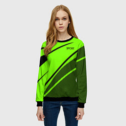 Свитшот женский Sport ярко-зелёный с чёрным точечный, цвет: 3D-черный — фото 2