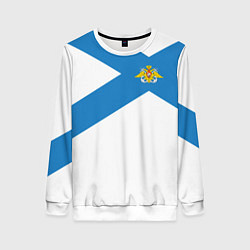 Свитшот женский Военно-морской флот: орёл с адмиралтейскими якорям, цвет: 3D-белый