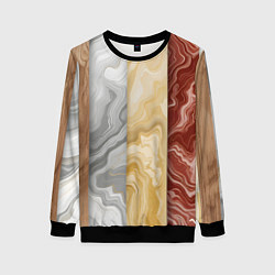 Свитшот женский Мрамор и дерево, цвет: 3D-черный