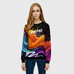 Свитшот женский Жизнь не поле, цвет: 3D-черный — фото 2