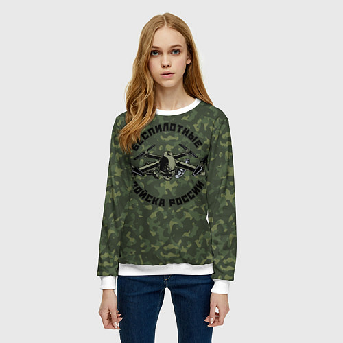 Женский свитшот Войска беспилотных систем РФ / 3D-Белый – фото 3
