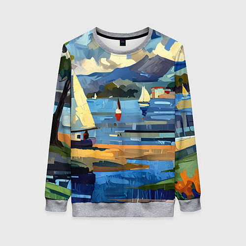 Женский свитшот Средиземноморский пейзаж / 3D-Меланж – фото 1