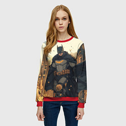 Свитшот женский Бэтмен и разрушенный город, цвет: 3D-красный — фото 2