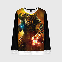 Свитшот женский Дум - кибердемон, цвет: 3D-белый