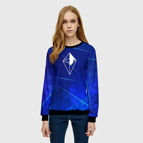 Женский свитшот No Mans Sky blue poly / 3D-Черный – фото 3