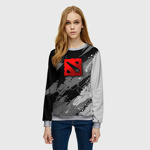Женский свитшот Dota 2 - монохромный серый / 3D-Меланж – фото 3