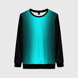 Женский свитшот Чёрный и неоновый голубой градиент по центру