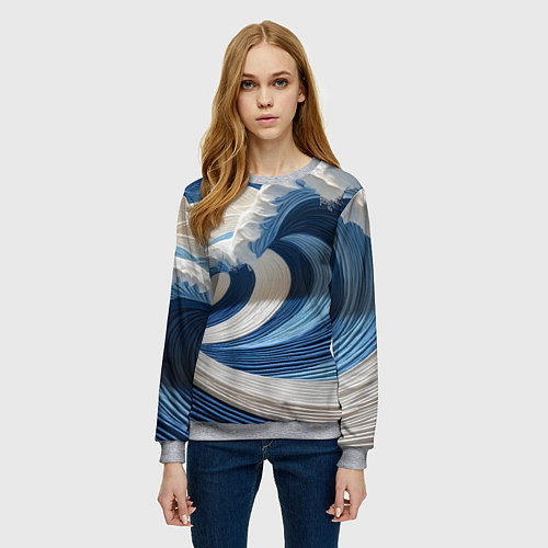Женский свитшот Волна из нитей / 3D-Меланж – фото 3