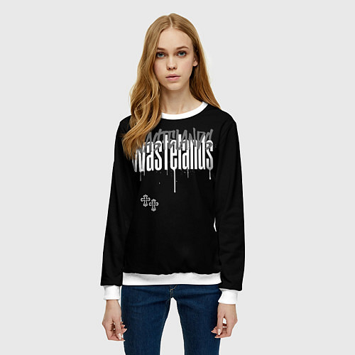 Женский свитшот Crosses with splashes of paint / 3D-Белый – фото 3