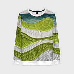Свитшот женский Лаймовые волны, цвет: 3D-белый