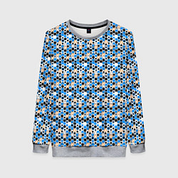 Женский свитшот Киберпанк шестиугольники синие