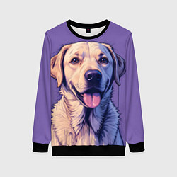 Свитшот женский Лабрадор на фиолетовом фоне, цвет: 3D-черный