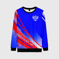 Женский свитшот Герб России на фоне цветов флага государства