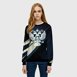 Свитшот женский Герб России Двуглавый орёл чёрно-синий, цвет: 3D-черный — фото 2