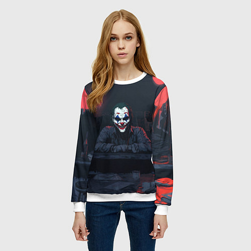 Женский свитшот Джокер в пустом баре / 3D-Белый – фото 3