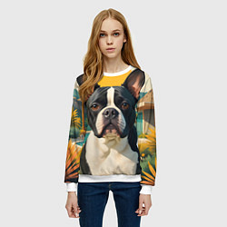 Свитшот женский Бульдог и лето, цвет: 3D-белый — фото 2