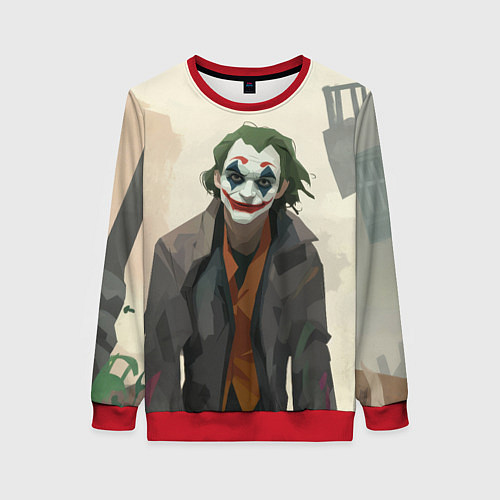Женский свитшот Джокер довольный - рисунок / 3D-Красный – фото 1