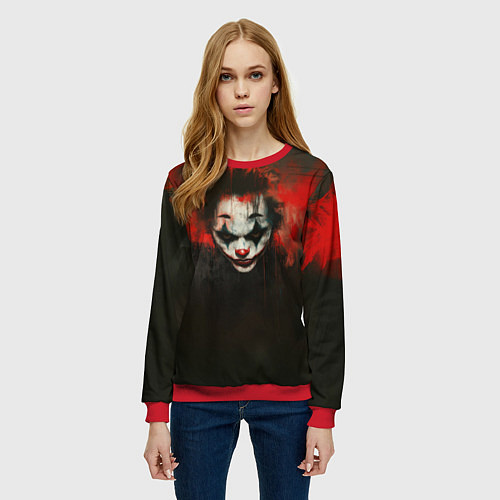 Женский свитшот Голова Джокера / 3D-Красный – фото 3