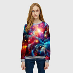 Свитшот женский Colorfull neon space clouds - ai art fantasy, цвет: 3D-меланж — фото 2