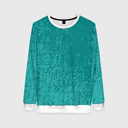 Свитшот женский Джинс с потертостями-зеленый, цвет: 3D-белый