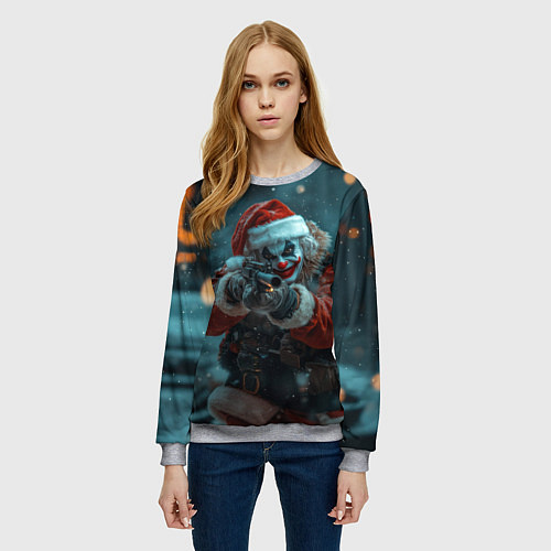 Женский свитшот Санта Джокер / 3D-Меланж – фото 3
