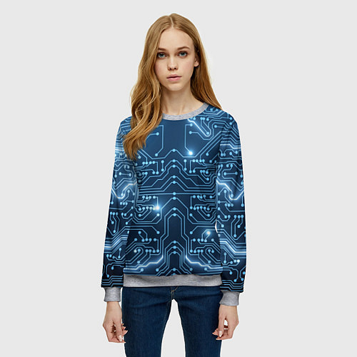 Женский свитшот Системная плата / 3D-Меланж – фото 3
