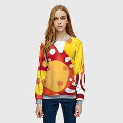 Свитшот женский Теплая африканская абстракция, цвет: 3D-меланж — фото 2