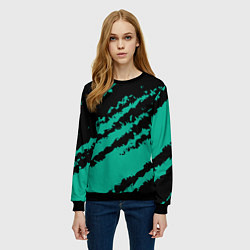 Свитшот женский The color is black and turquoise, цвет: 3D-черный — фото 2