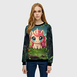 Свитшот женский Рыжая единорожка, цвет: 3D-черный — фото 2