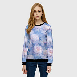 Свитшот женский Цветы в туманности, цвет: 3D-черный — фото 2