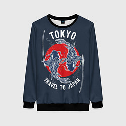 Свитшот женский Токио путешествие в Японию, цвет: 3D-черный