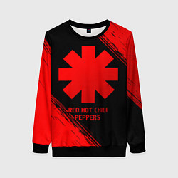 Свитшот женский Red Hot Chili Peppers - red gradient, цвет: 3D-черный