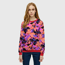 Свитшот женский Абстрактные цветы - текучая краска, цвет: 3D-красный — фото 2