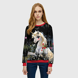 Свитшот женский Единорожка с золотыми копытами, цвет: 3D-красный — фото 2