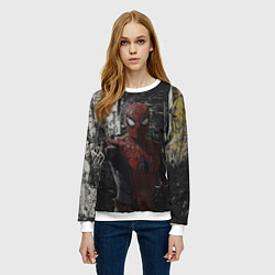 Свитшот женский Spider man night, цвет: 3D-белый — фото 2