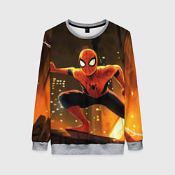 Свитшот женский Человек-паук пускает паутину, цвет: 3D-меланж