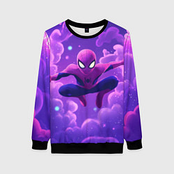 Свитшот женский Человек-паук на фоне облаков, цвет: 3D-черный