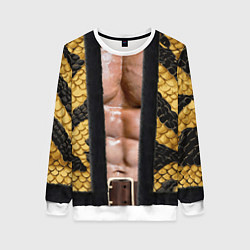 Свитшот женский Накаченное мужское тело в змеином наряде, цвет: 3D-белый