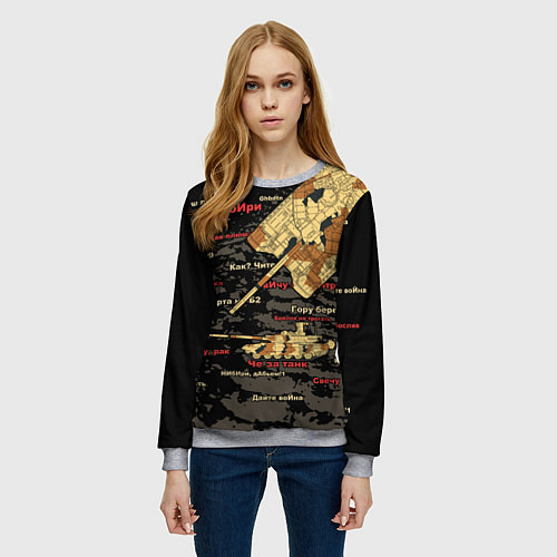 Женский свитшот Сленг геймеров танкистов / 3D-Меланж – фото 3