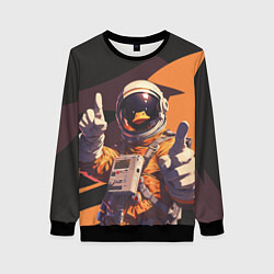 Свитшот женский Птичий астронавт, цвет: 3D-черный