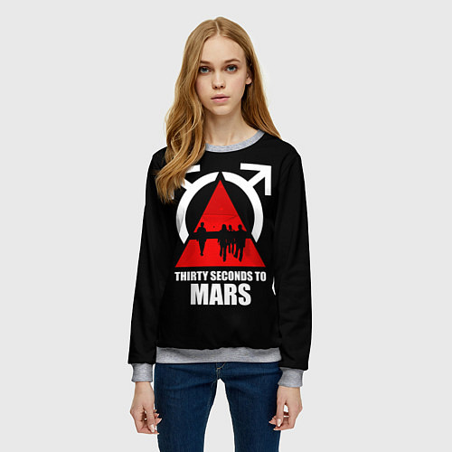 Женский свитшот 30 Seconds to Mars - poster / 3D-Меланж – фото 3