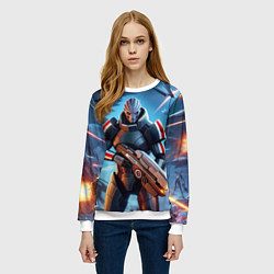 Свитшот женский Mass Effect - space fantasy, цвет: 3D-белый — фото 2