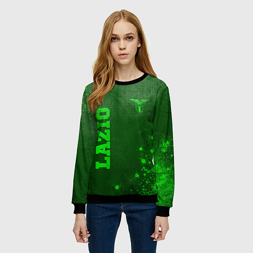 Женский свитшот Lazio - green gradient вертикально / 3D-Черный – фото 3